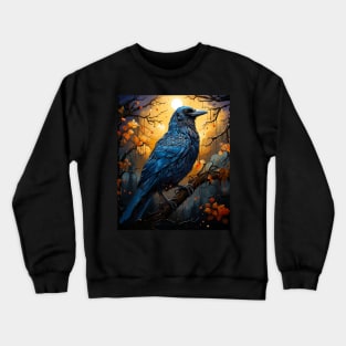 raven art, raven lover, van gogh starry nigh, crow lover Crewneck Sweatshirt